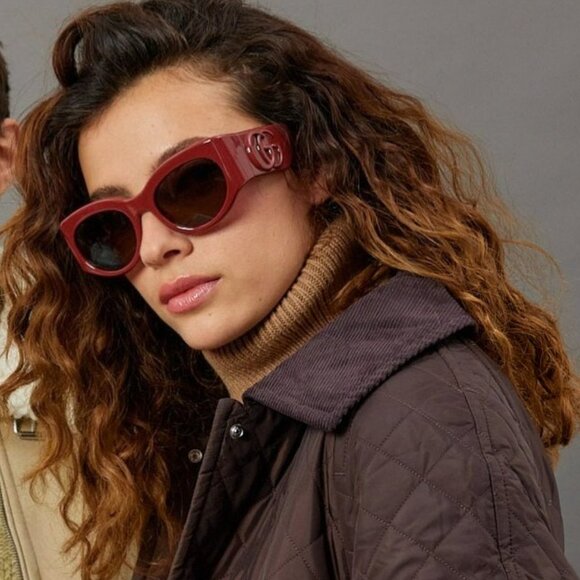 Gucci GG1544S 002 BRAND NEW Sunglasses Burgundy Brown Unisex Oval